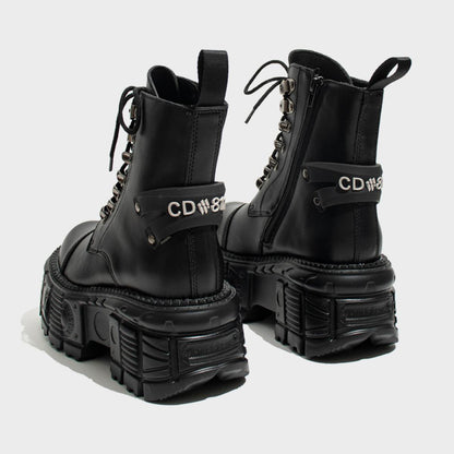 Black Industrial Hardware Platform Boots