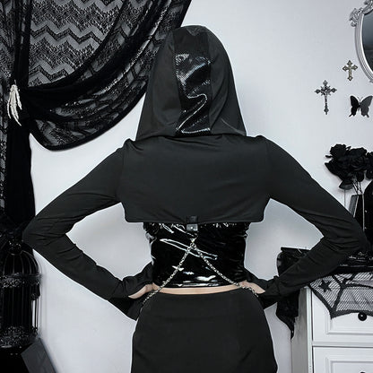 Black Hooded Buckle Shrug