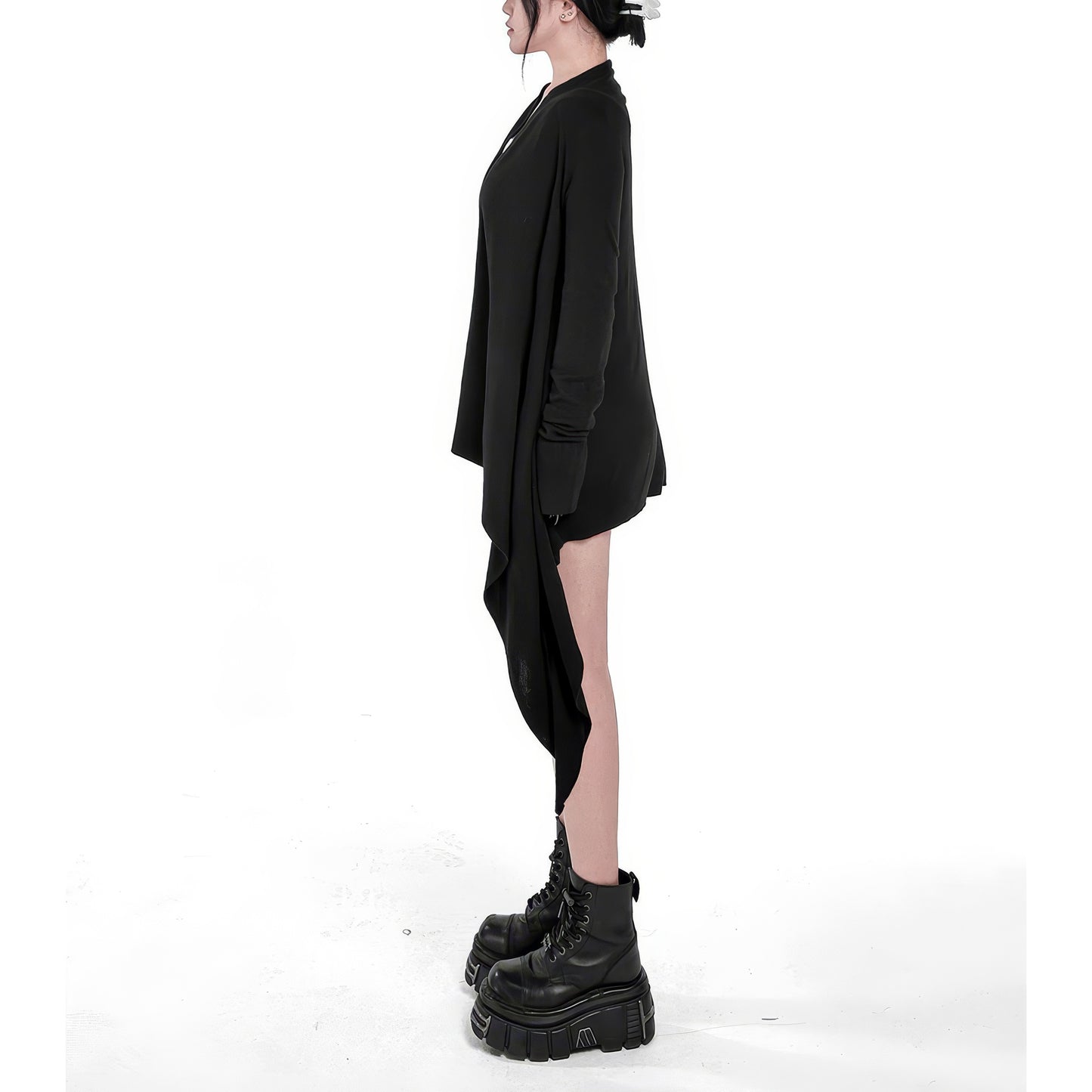 Asymmetrical Drape Long Cardigan