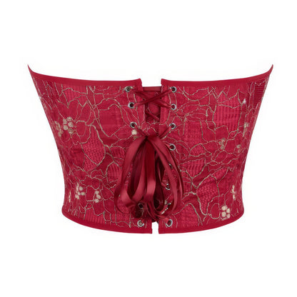 Floral Lace Jacquard Bustier Corset Top