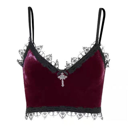 Velvet Lace Trim Camisole