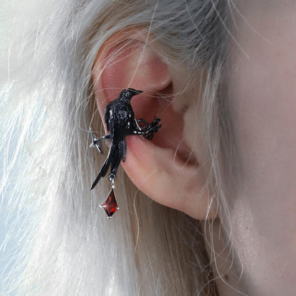 Black Bird Branch Drop Earrings