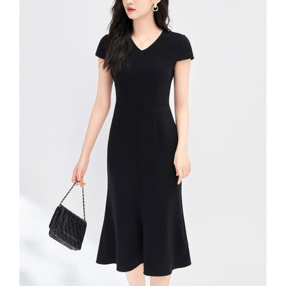 Flared V-Neck Midi Dress