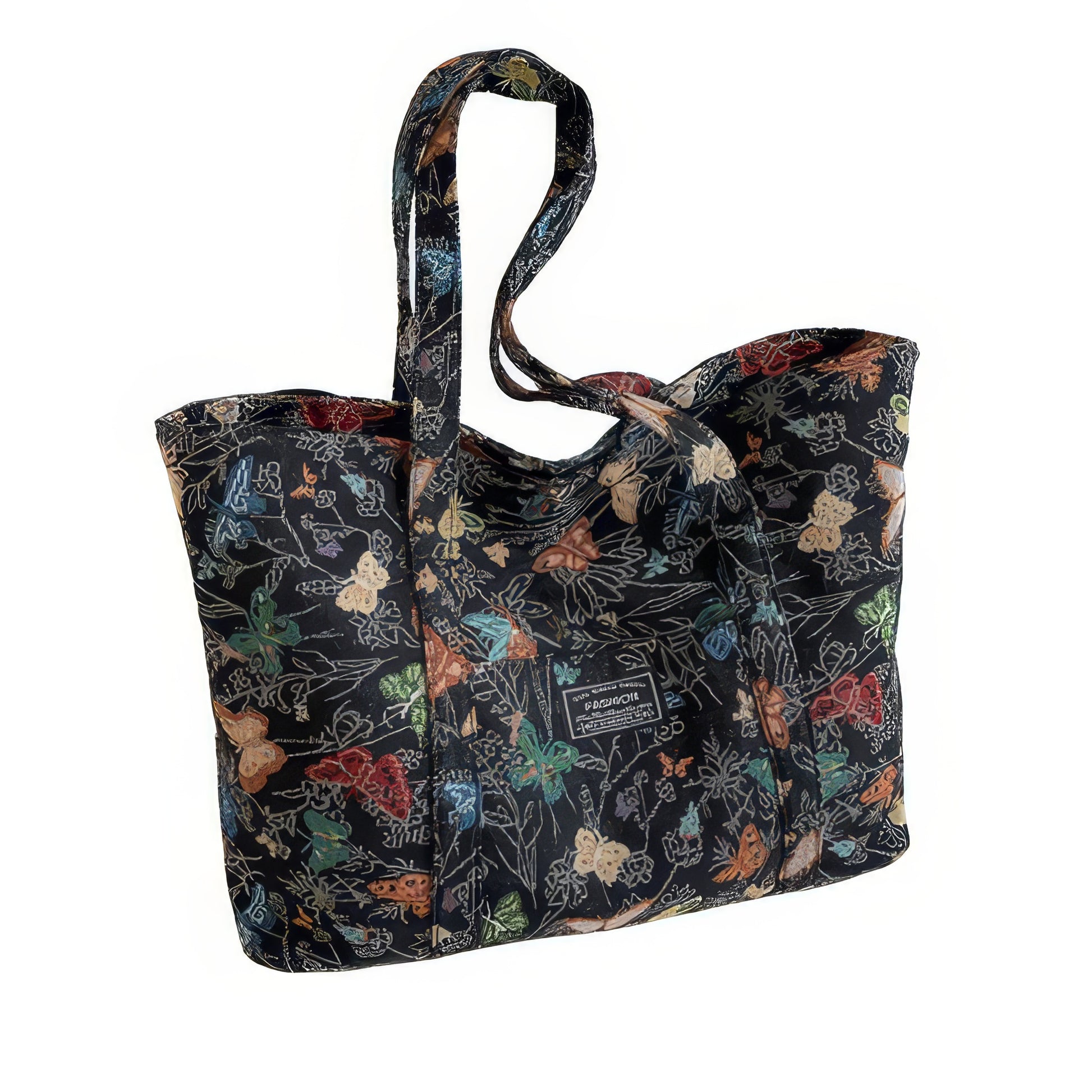 Embroidered Butterfly Garden Canvas Tote