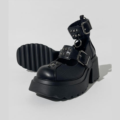 Spiked Buckle Platform Mary Janes