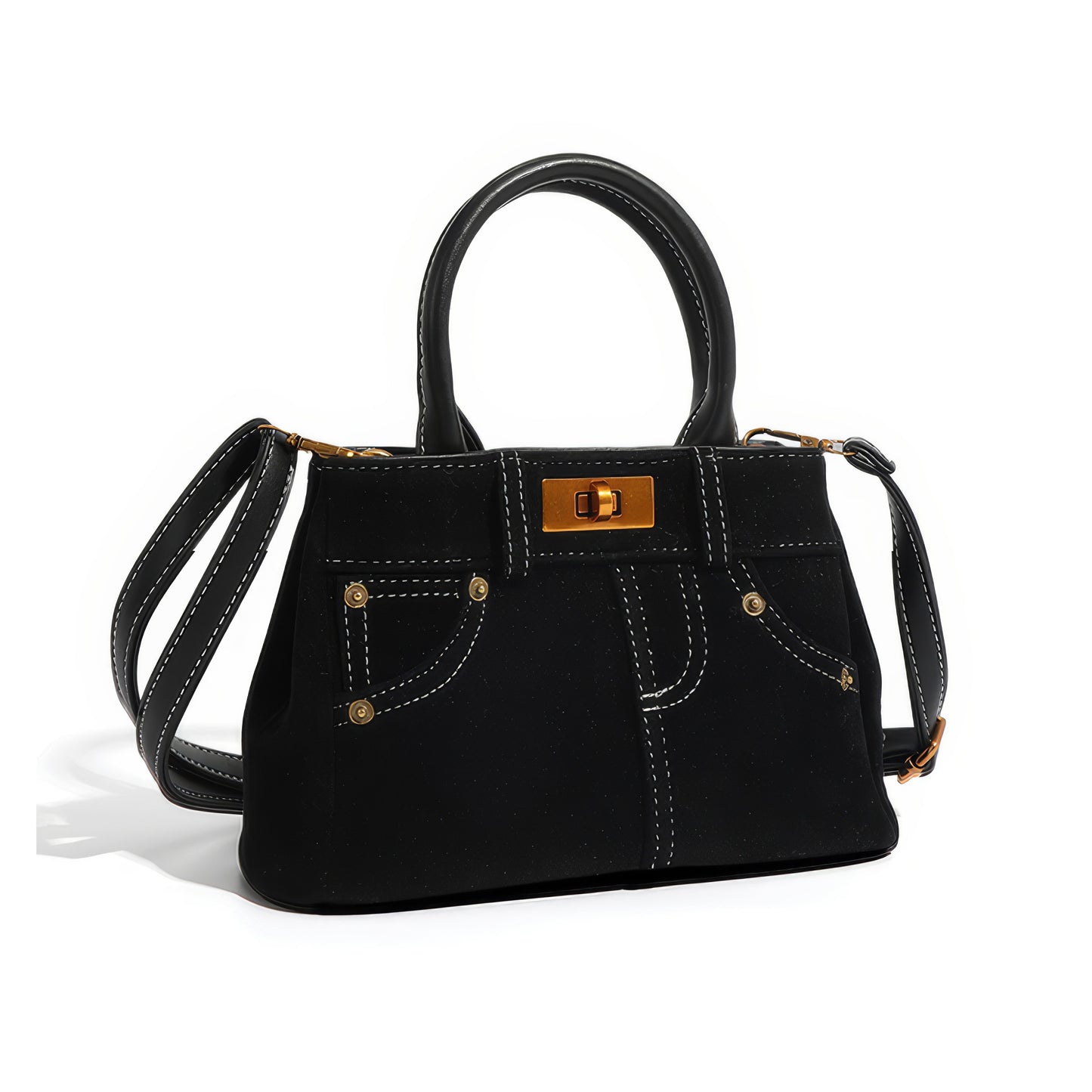 Denim Stitch Detail Mini Satchel Bag