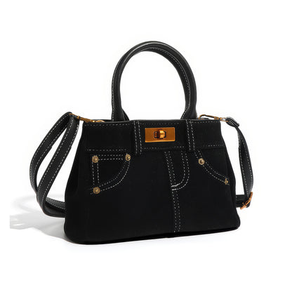 Denim Stitch Detail Mini Satchel Bag