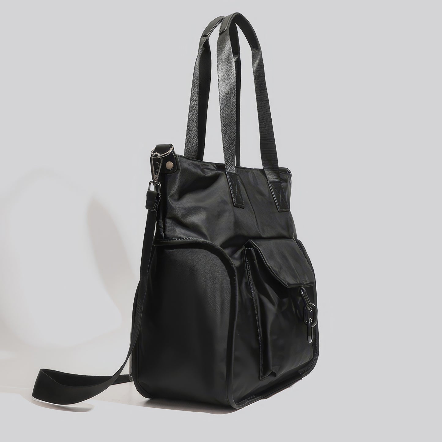 Utility Pocket Nylon Shoulder Tote Bag