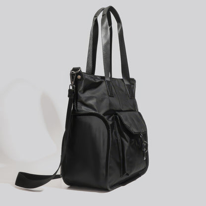 Utility Pocket Nylon Shoulder Tote Bag
