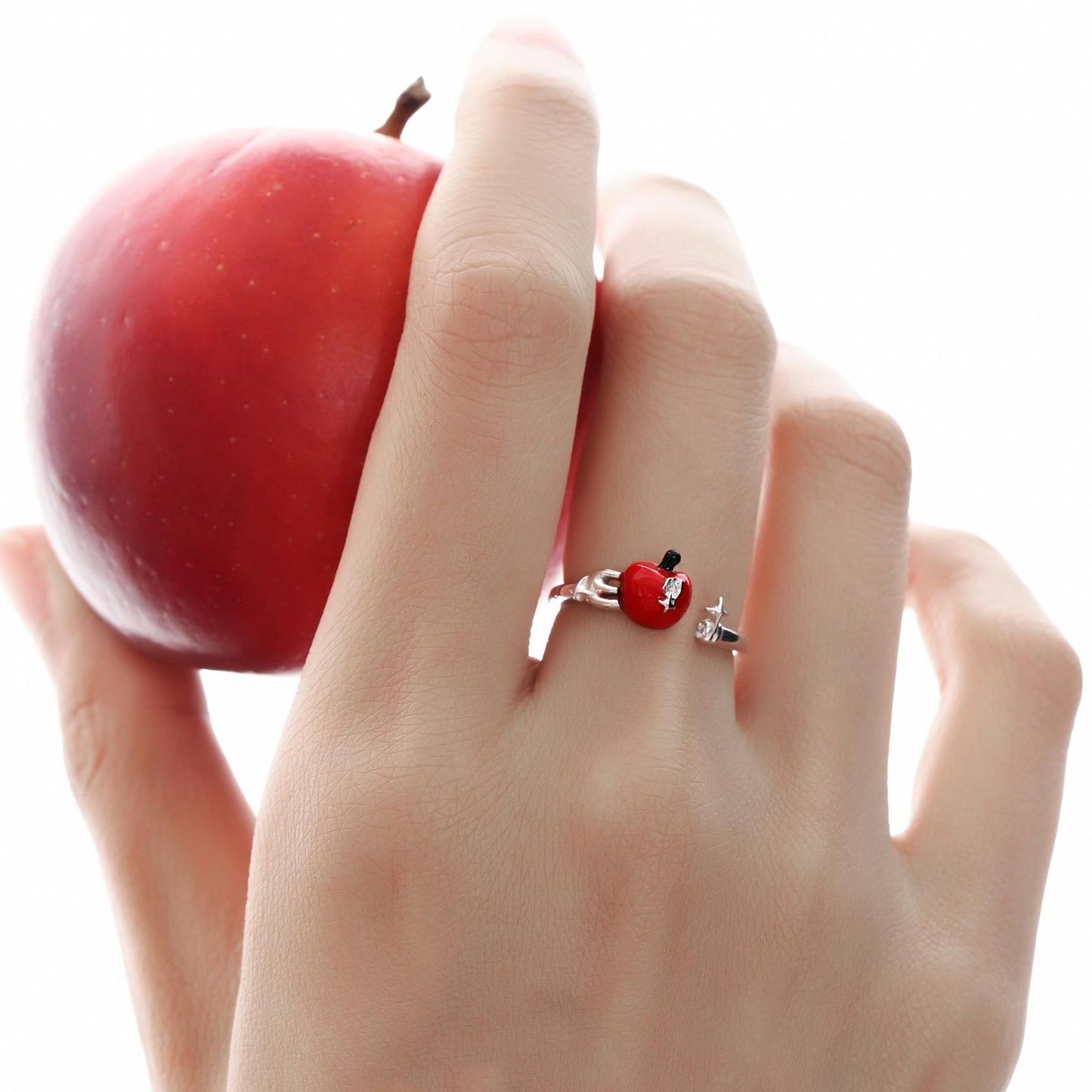 Red Apple Bite Adjustable Ring