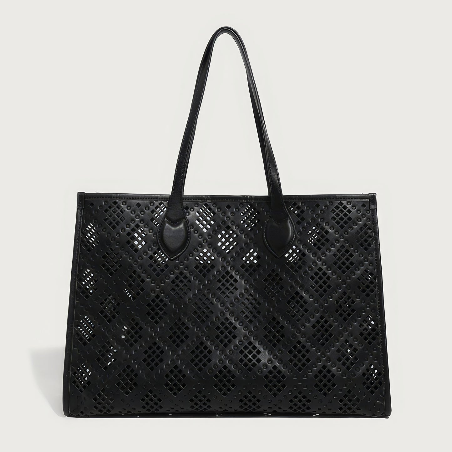Geometric Cutout Oversized Faux Leather Tote