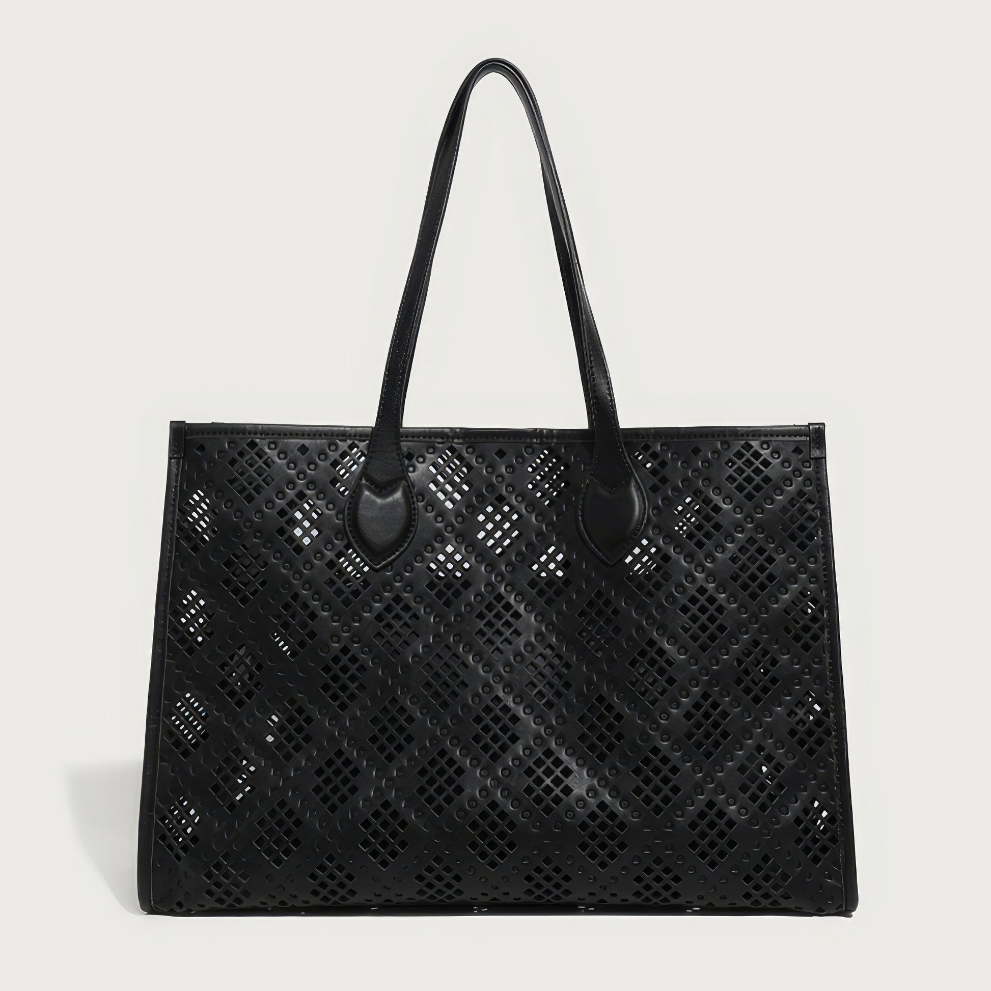 Geometric Cutout Oversized Faux Leather Tote