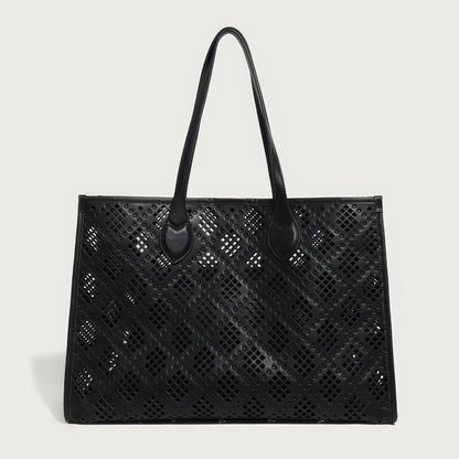 Geometric Cutout Oversized Faux Leather Tote
