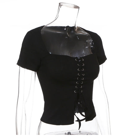 Lace-Up Corset Crop Top