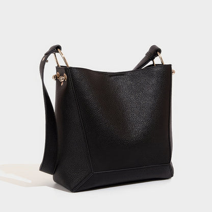 Textured Faux Leather Bucket Shoulder Bag