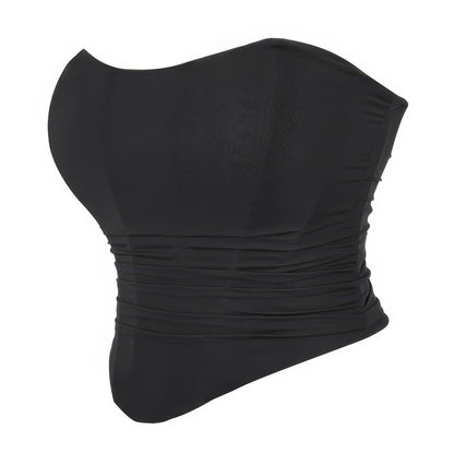Ruched Mesh Sweetheart Corset Top