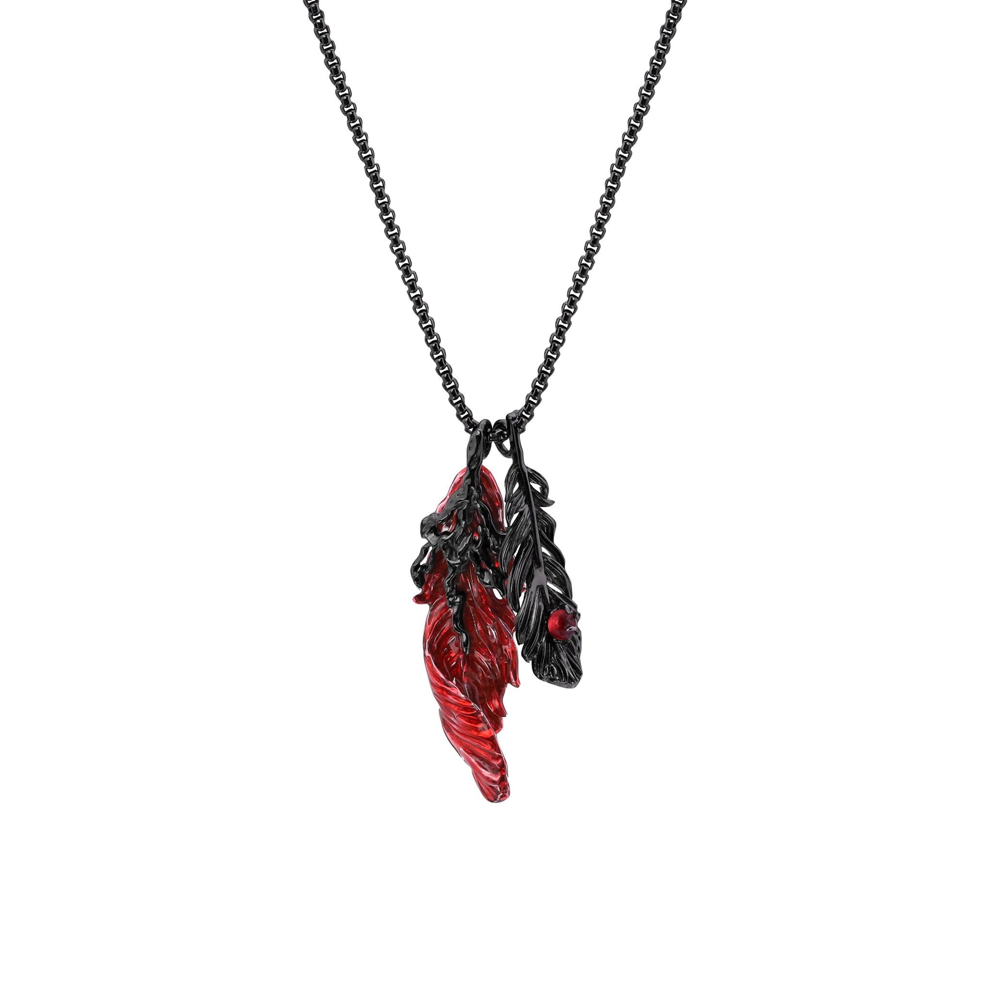 Twin Flame Feather Pendant Necklace