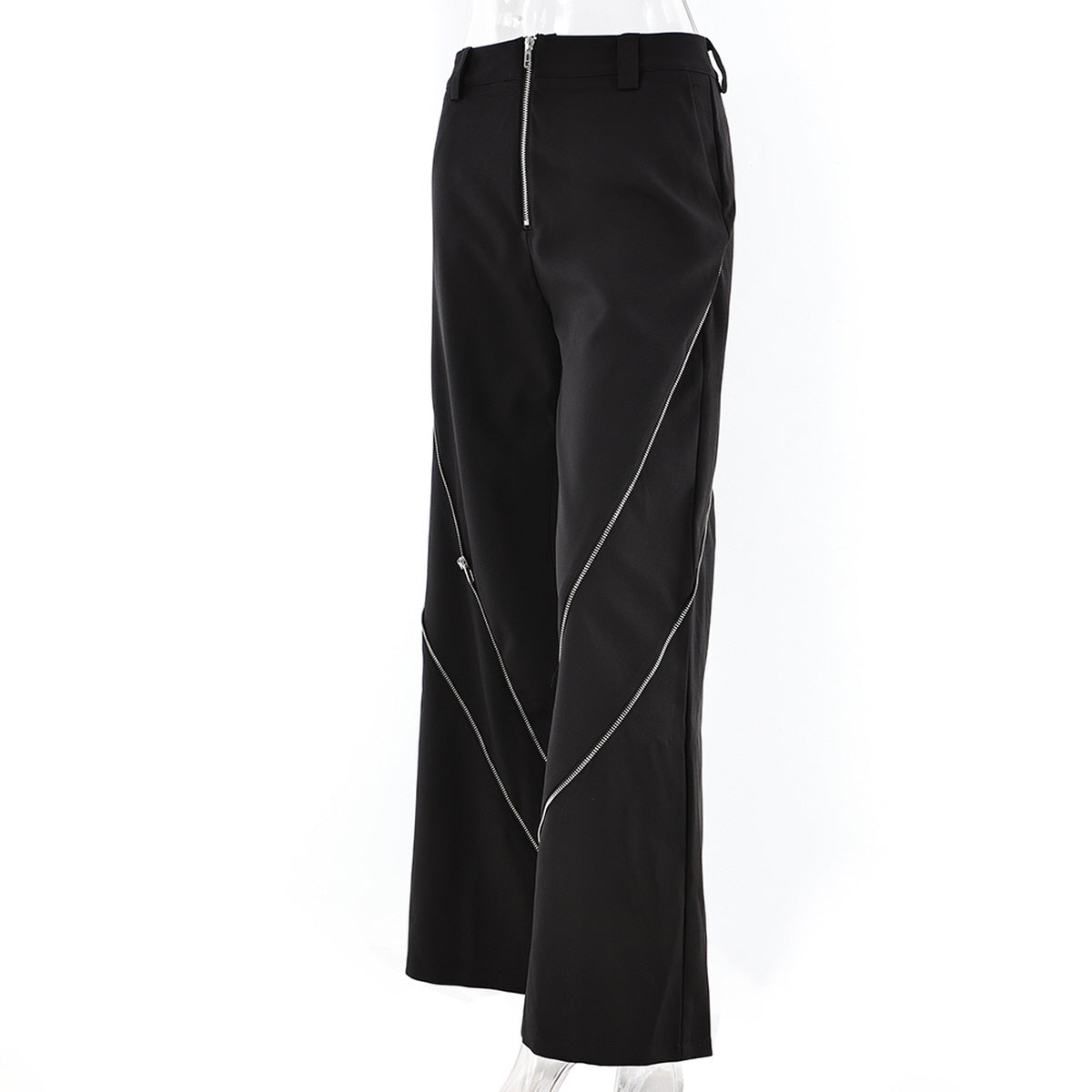 Zipper Detail Wide-Leg Pants