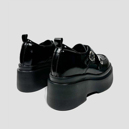 Double Buckle Patent Platform Loafers