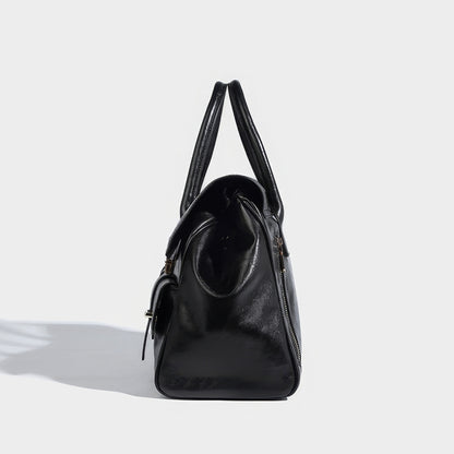 Structured Glossy Pocket Detail Tote Bag