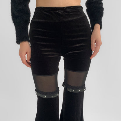 Black Sheer Panel Flare Pants