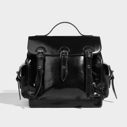 Triple Buckle Glossy Chain Backpack