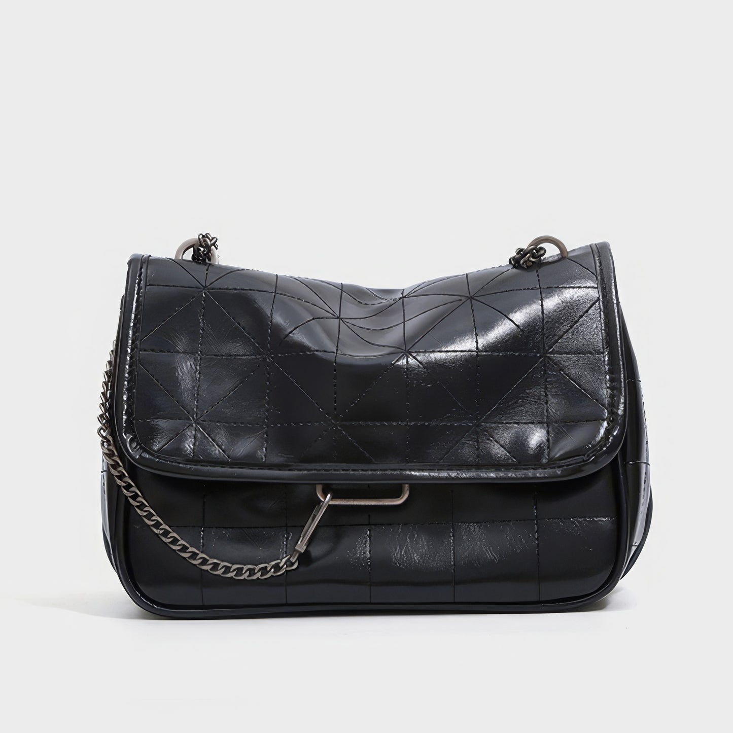 Quilted Chain Strap Black Shoulder Bag