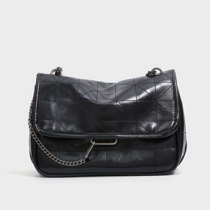 Quilted Chain Strap Black Shoulder Bag