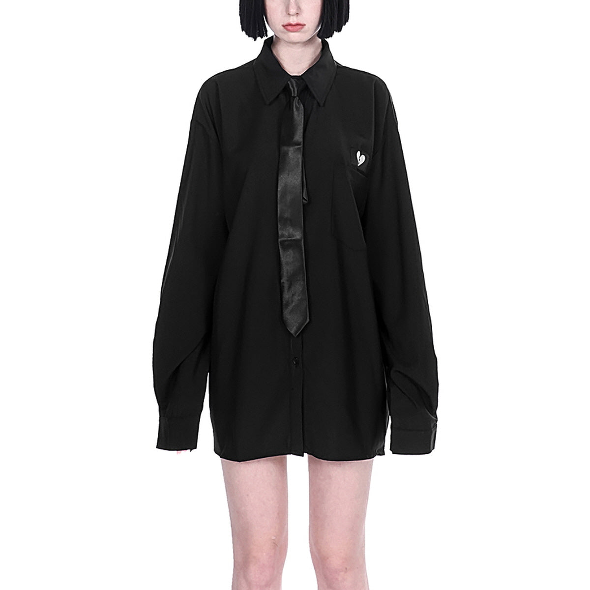 Broken Heart Embroidered Oversized Shirt