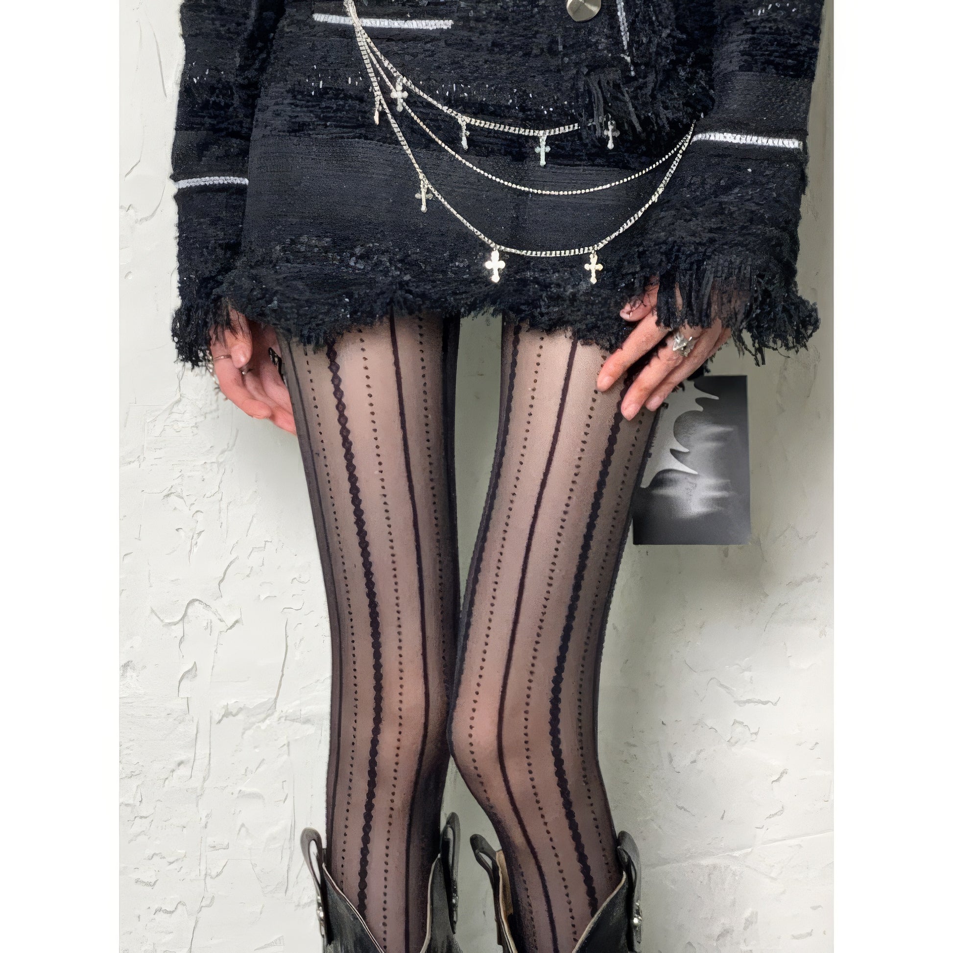 Vertical Dot Stripe Sheer Tights