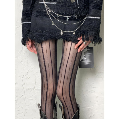 Vertical Dot Stripe Sheer Tights