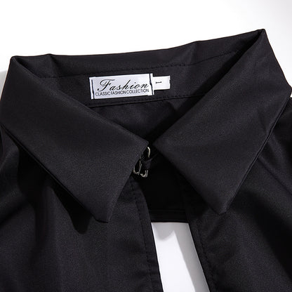 Zip-Up Open Back Bolero Shirt