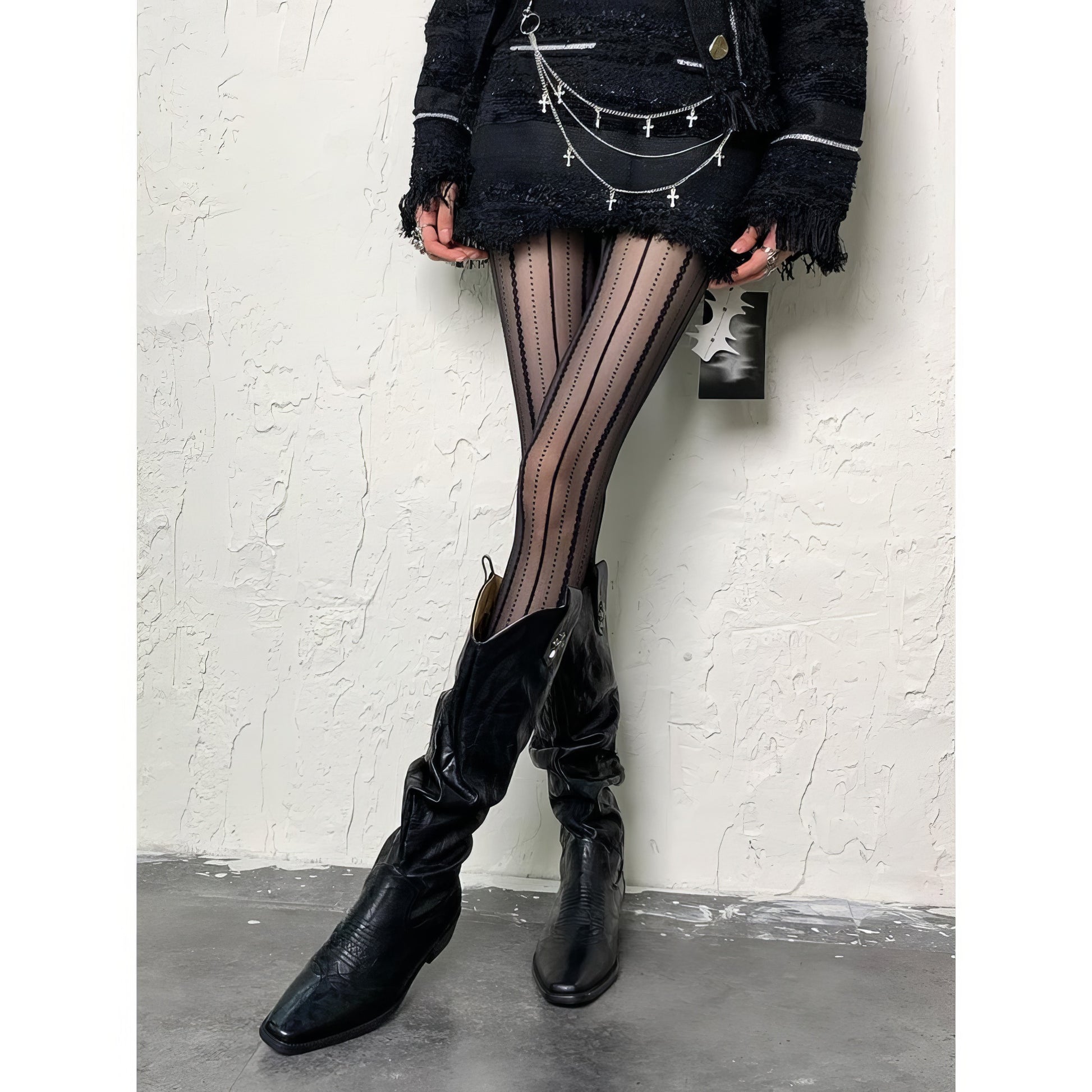 Vertical Dot Stripe Sheer Tights
