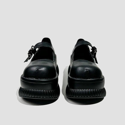 Black Platform Buckle Mary Jane Shoes
