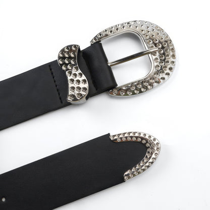 Rhinestone Buckle Black Shorts