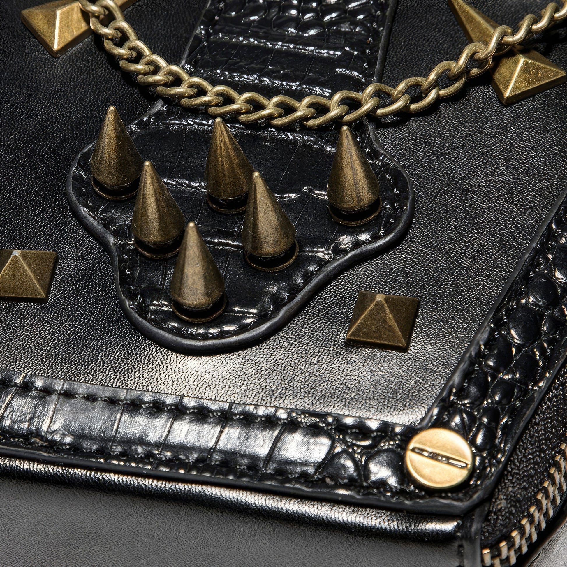 Embroidered Skull Stud Coffin Crossbody Bag