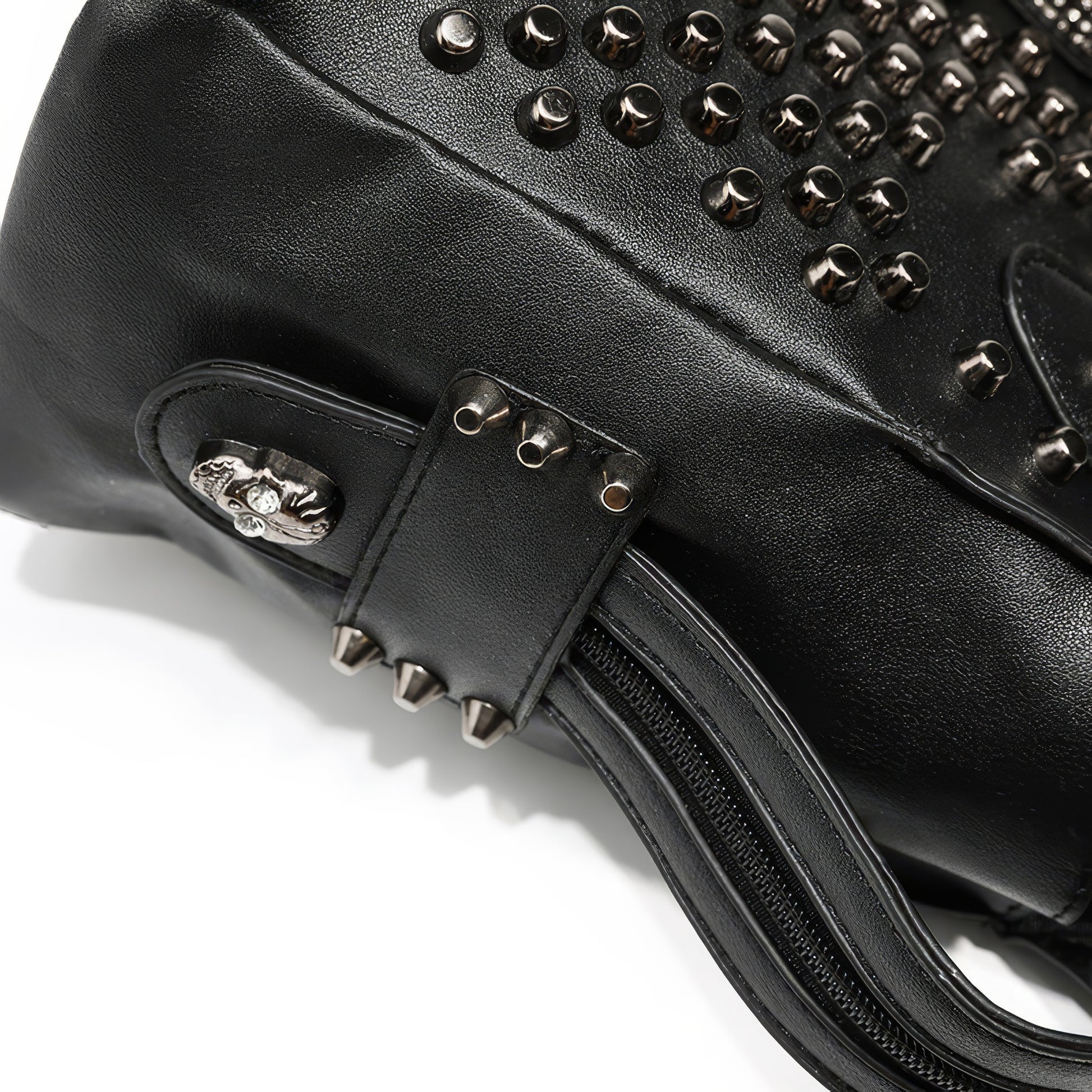 Skull Studded Faux Leather Shoulder Bag