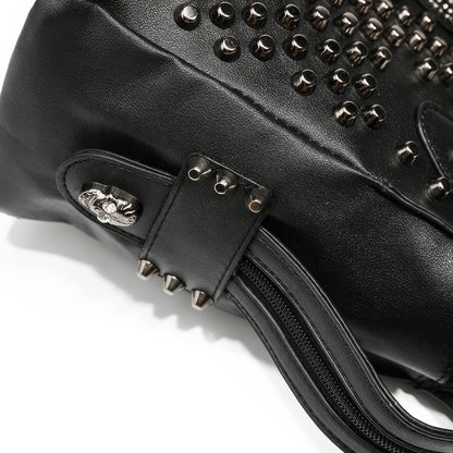 Skull Studded Faux Leather Shoulder Bag
