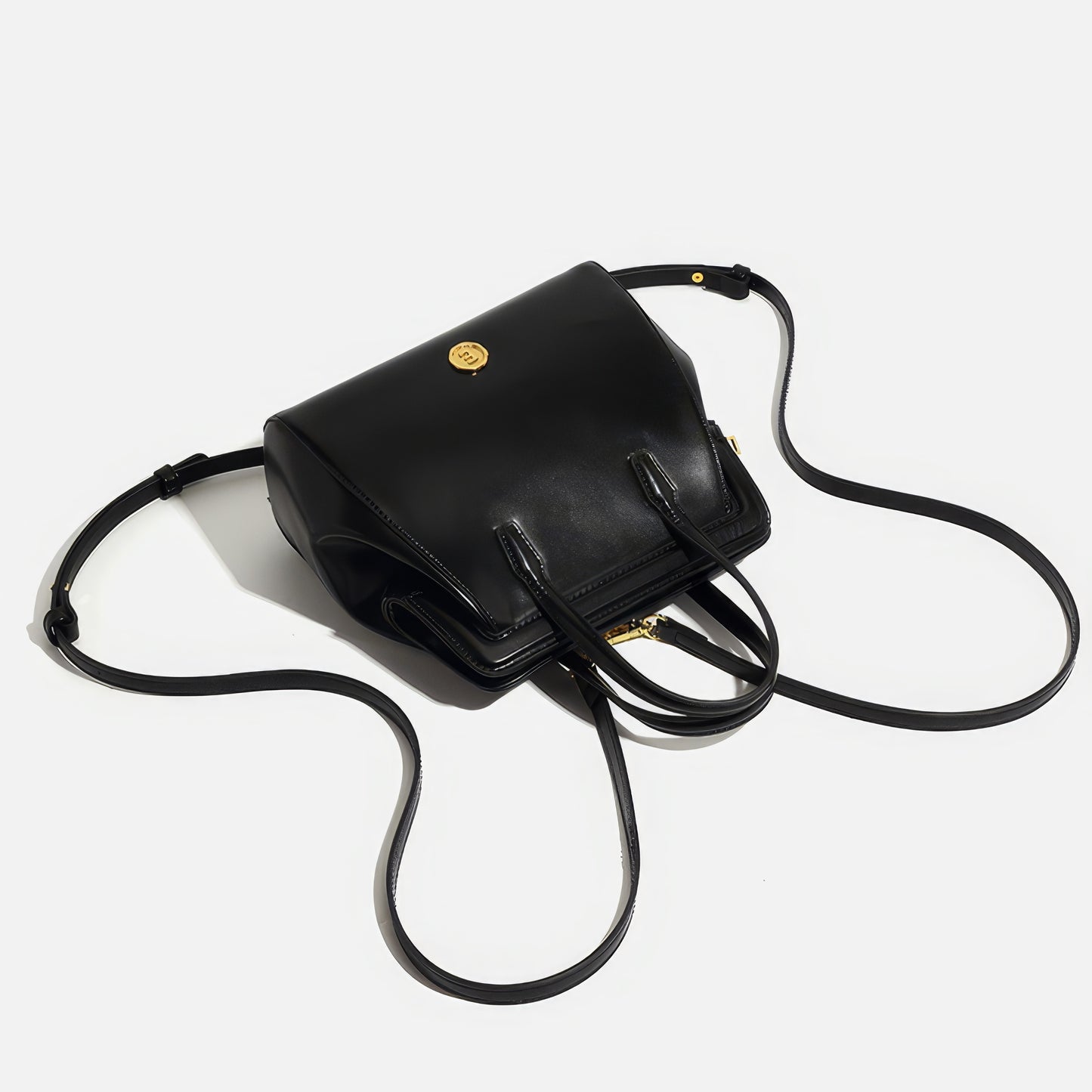 Structured Glossy Top Handle Backpack