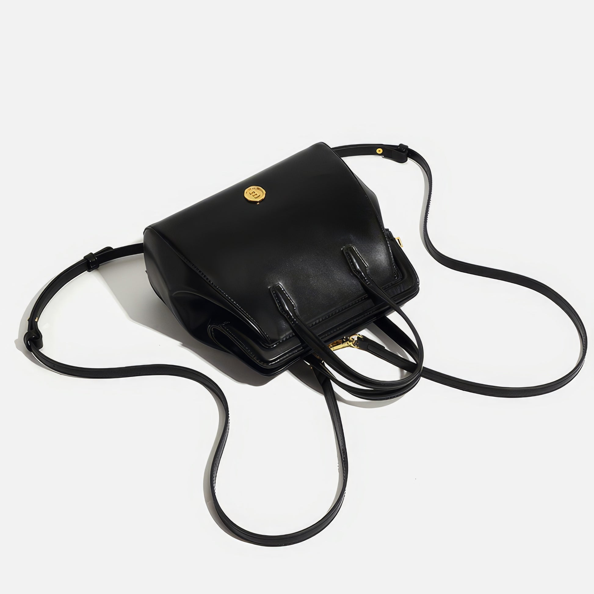 Structured Glossy Top Handle Backpack