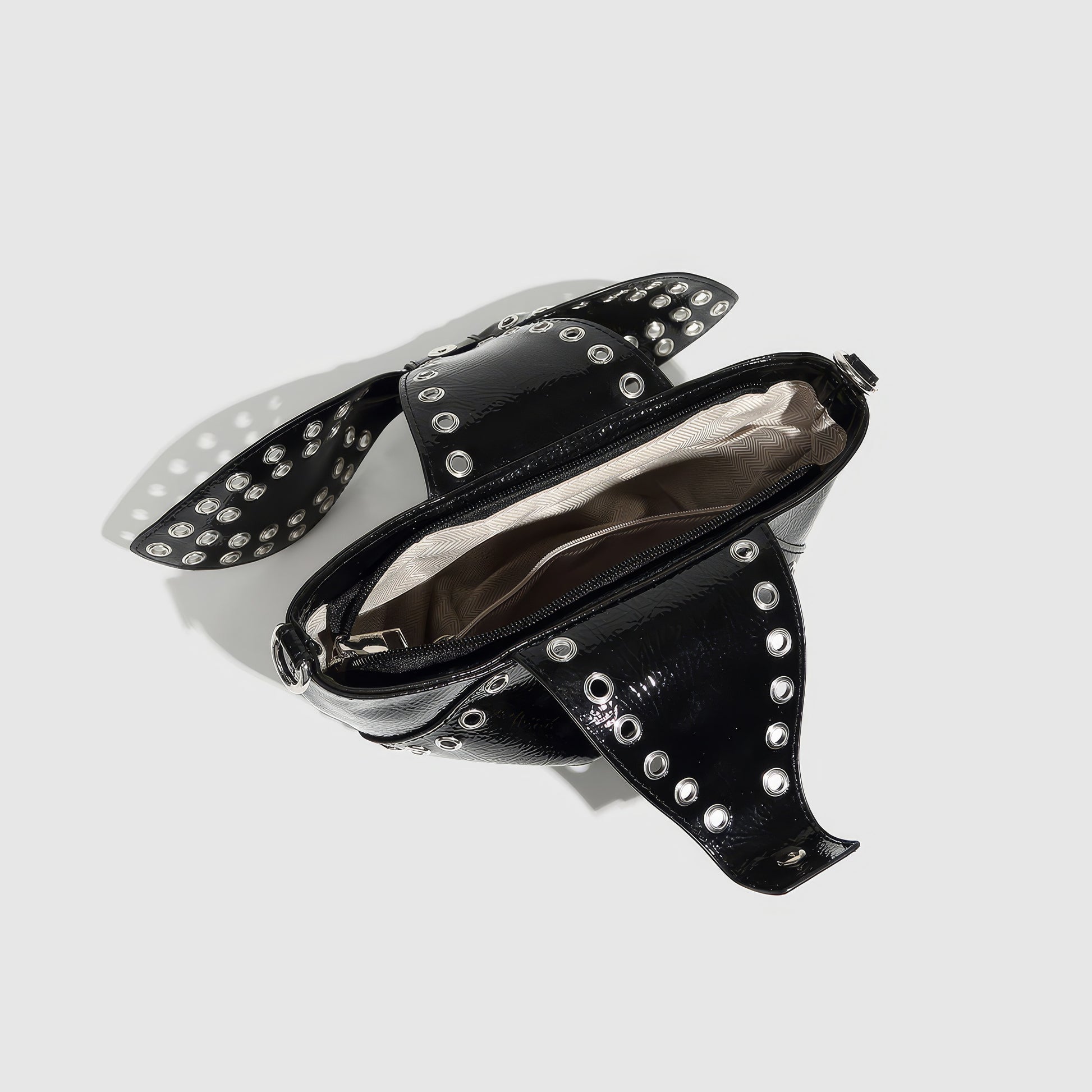 Studded Patent Bow Chain Bag