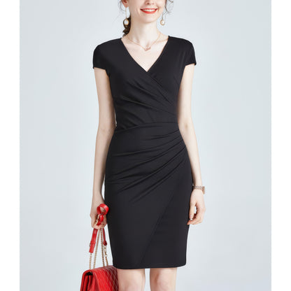 Wrap Style Bodycon Black Mini Dress