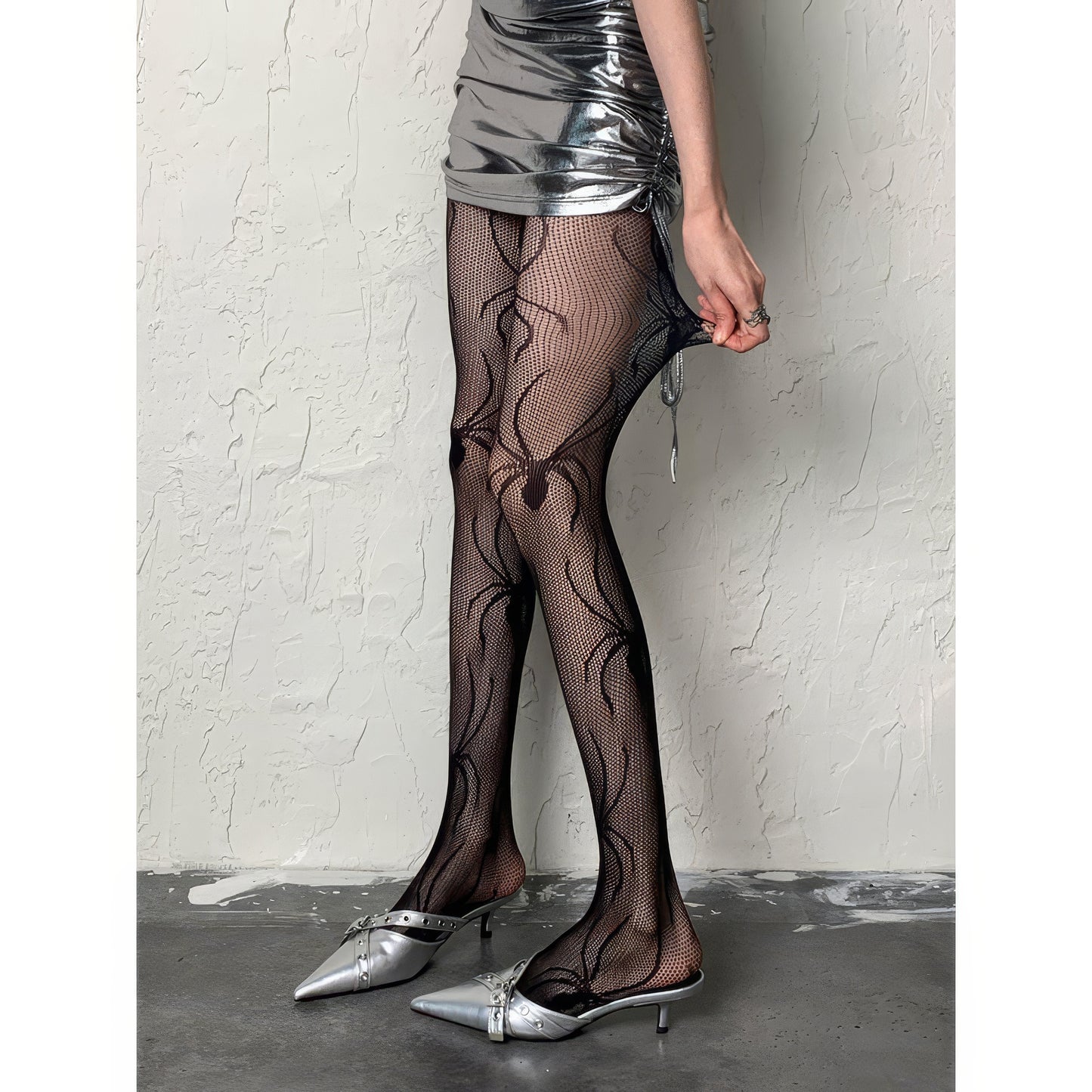 Spider Web Pattern Mesh Tights