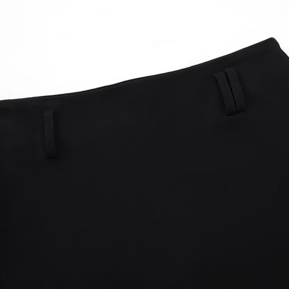 Bold Buckle Belted Black Mini Skirt