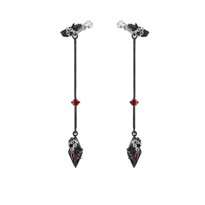 Black Leaf Crystal Drop Earrings