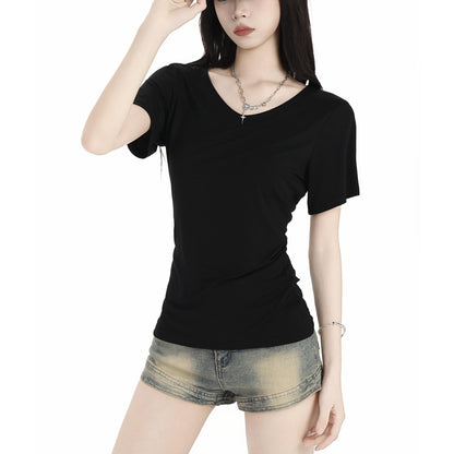 Slim Fit V-Neck Black T-Shirt