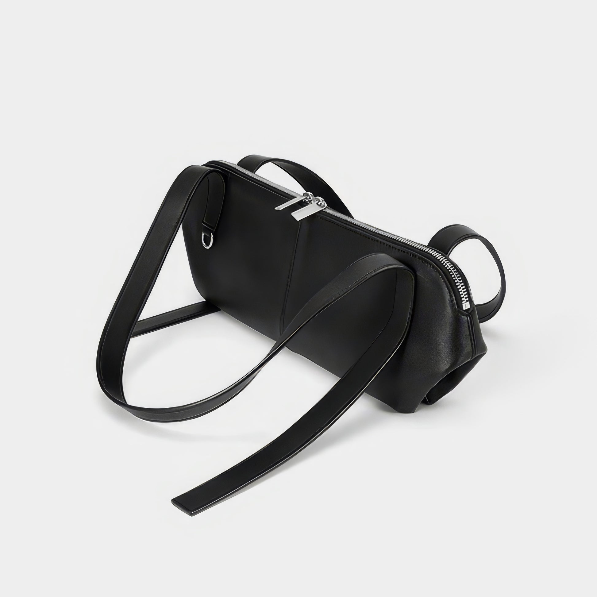 Slim Zip Barrel Faux Leather Shoulder Bag