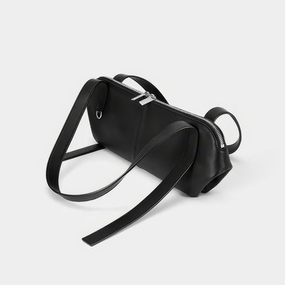 Slim Zip Barrel Faux Leather Shoulder Bag