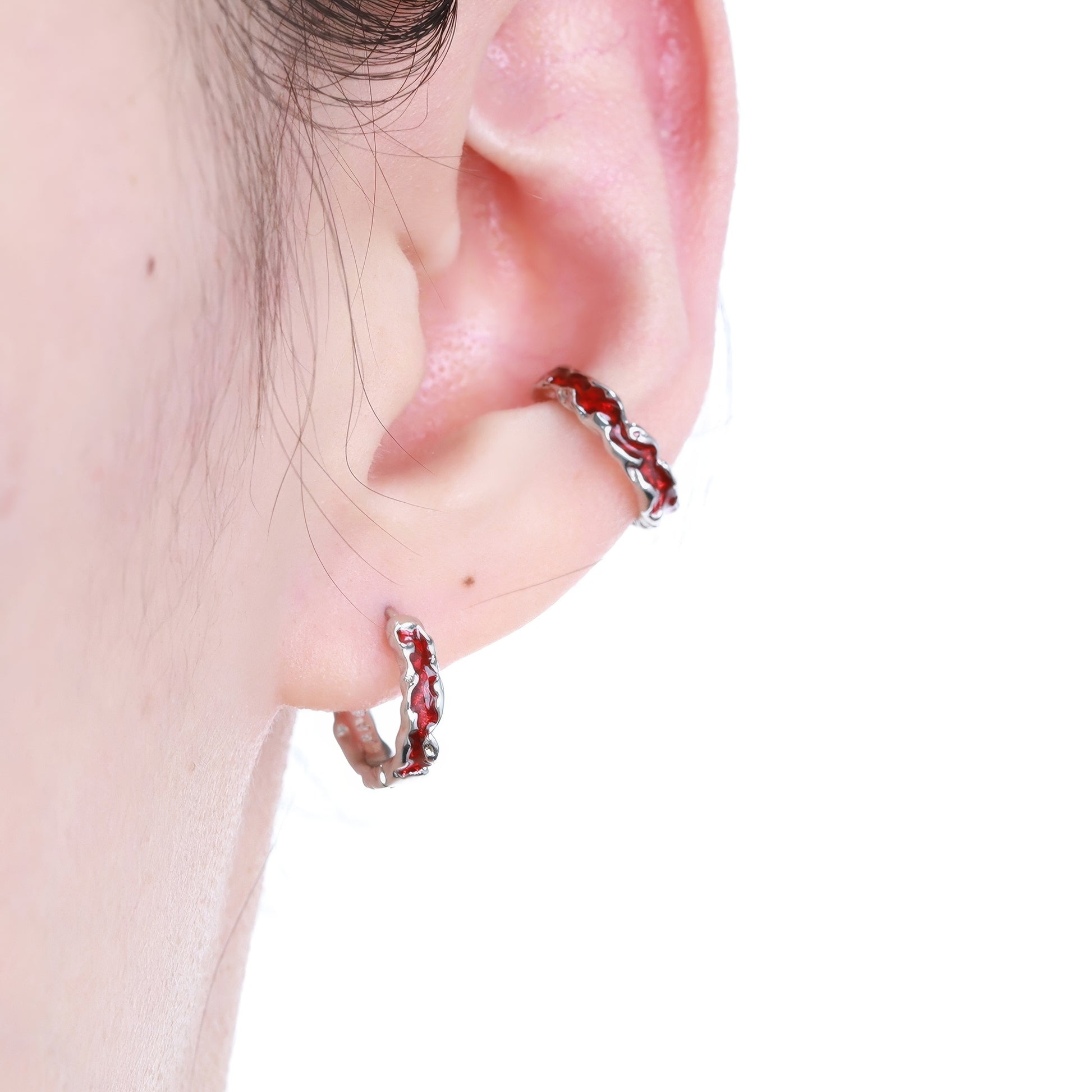 Molten Red Lava Hoop Earrings