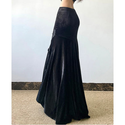 Velvet Rose Mermaid Maxi Skirt